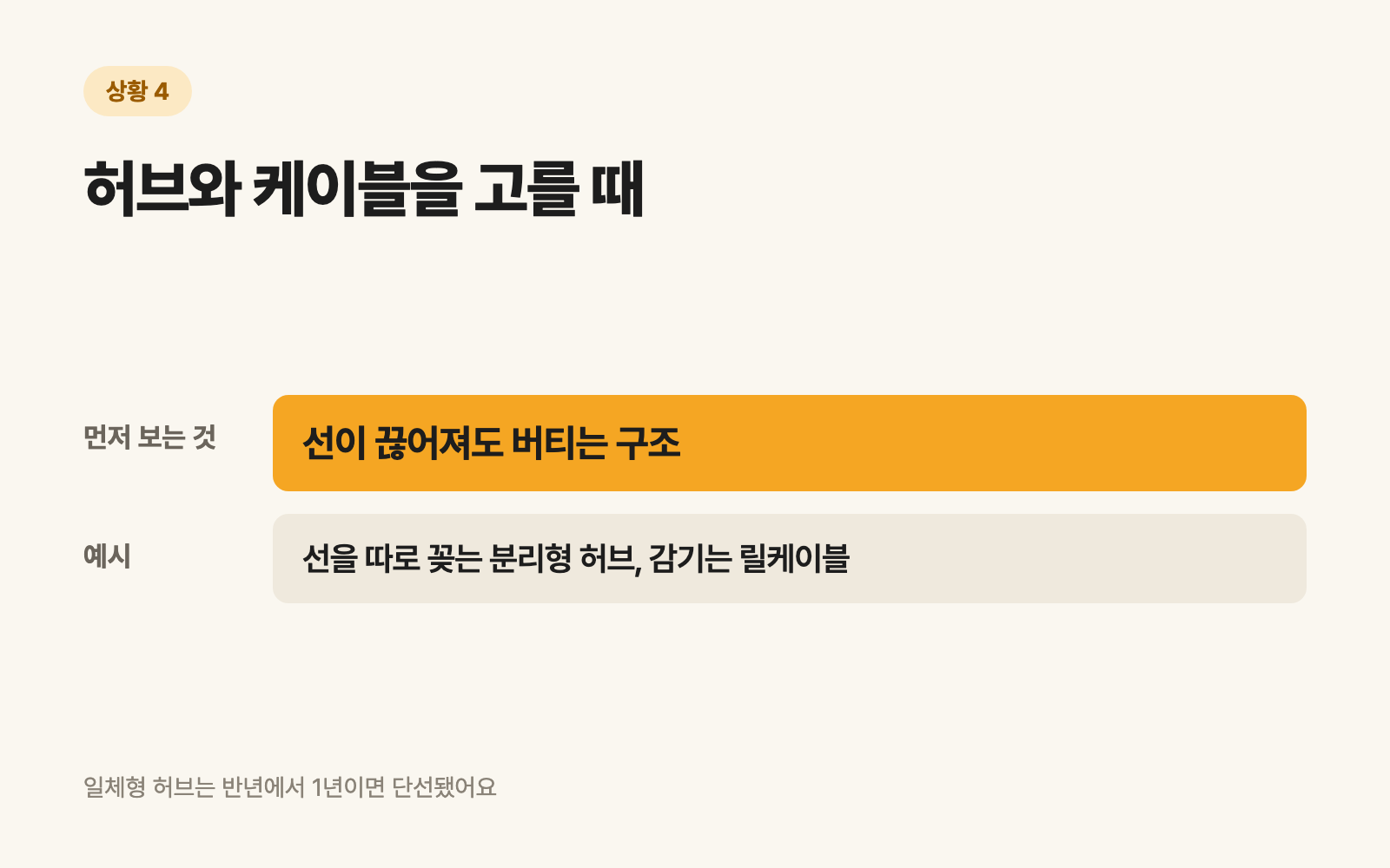 4. 허브와 케이블을 고를 때